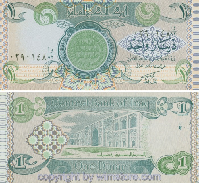Irak, P079, 1 Dinar 1992, Signatur 24; 1