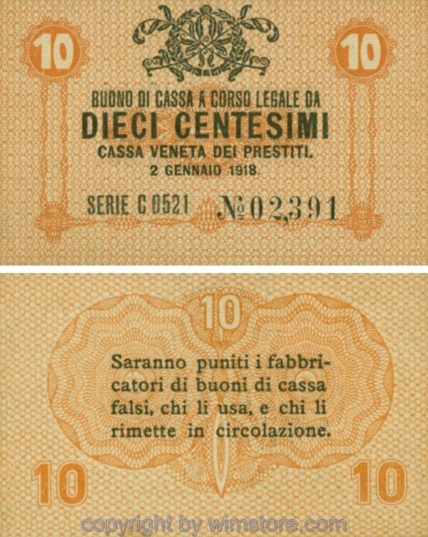 Italien-Militär, PM02, 10 Centesimi 1918