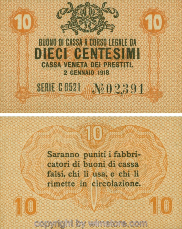 Italien-Militär, PM02, 10 Centesimi 1918