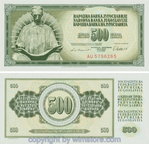 Jugoslawien, P091b, 500 Dinara 4.11.1981