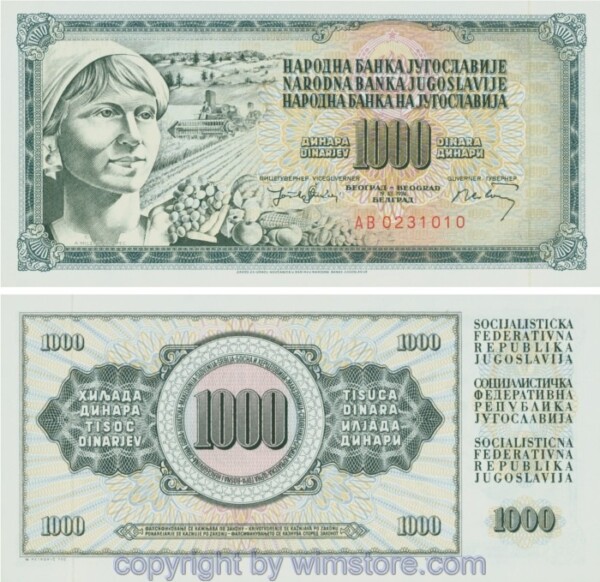 Jugoslawien, P086, 1000 Dinara 19.12.1974