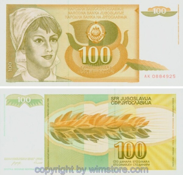 Jugoslawien, P105, 100 Dinara 1.3.1990
