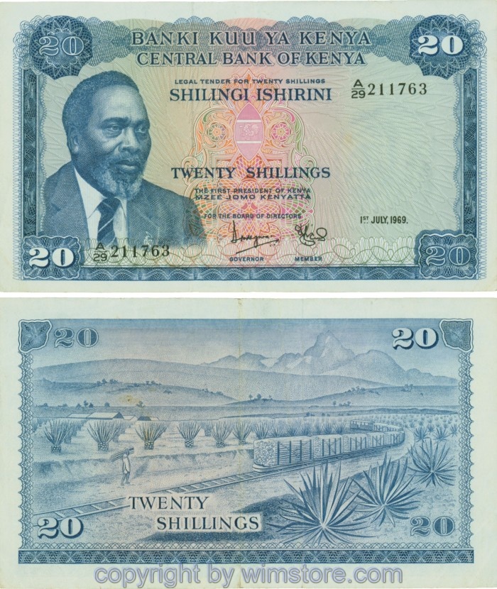 Kenia, P008a, 20 Shillings 1.7.1969