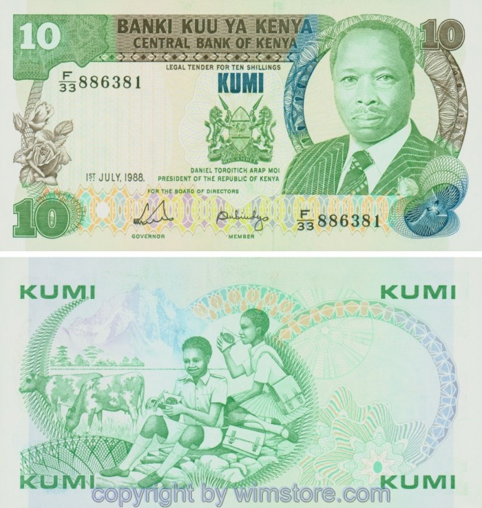 Kenia, P020g, 10 Shillings 1.7.1988