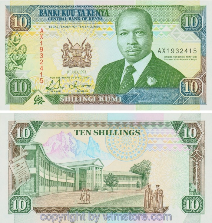 Kenia, P024e, 10 Shillings 1.7.1993