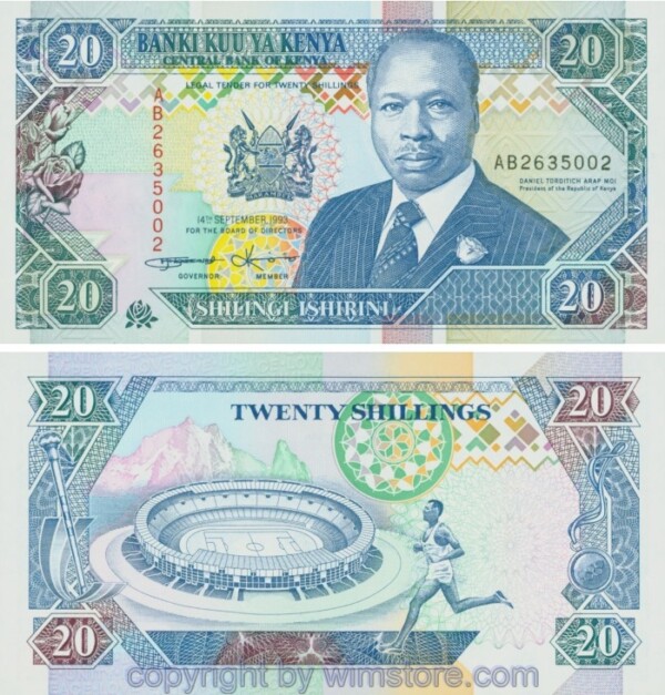 Kenia, P031a, 20 Shillings 14.9.1993