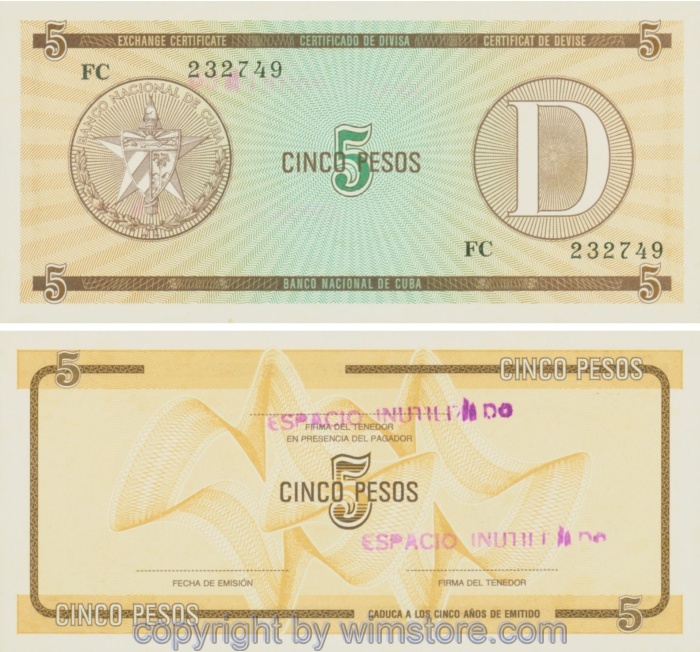 Kuba, PFX34, 5 Pesos, nicht datiert