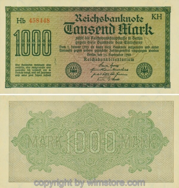 Deutschland, Inflation, R 075o, 1000 Mark, 15.09.1922
