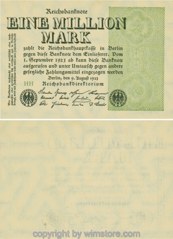 Deutschland, Inflation, R 101, 1 Million Mark, 09.08.1923