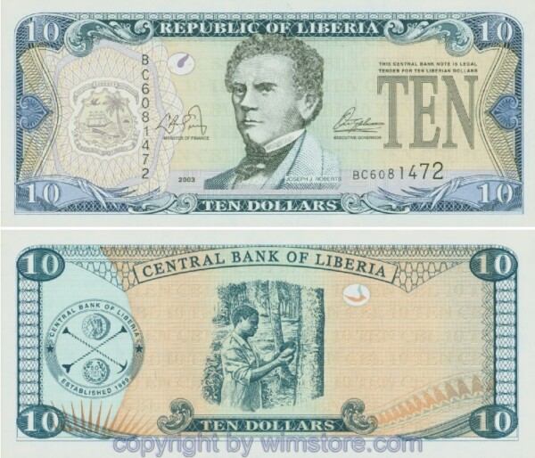 Liberia, P27a, 10 Dollars 2003