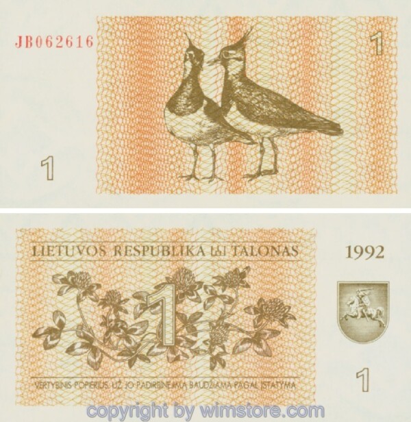 Litauen, P39, 1 Talonas 1992