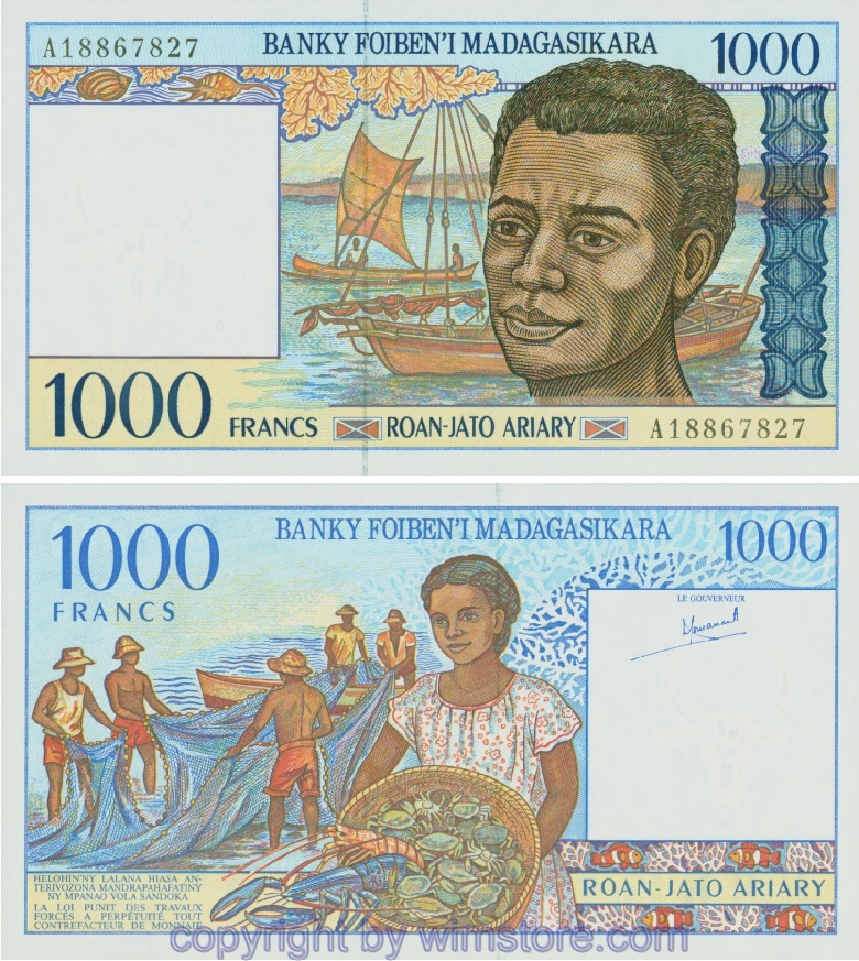 Madagaskar, P076a, 1000 Francs (1994)