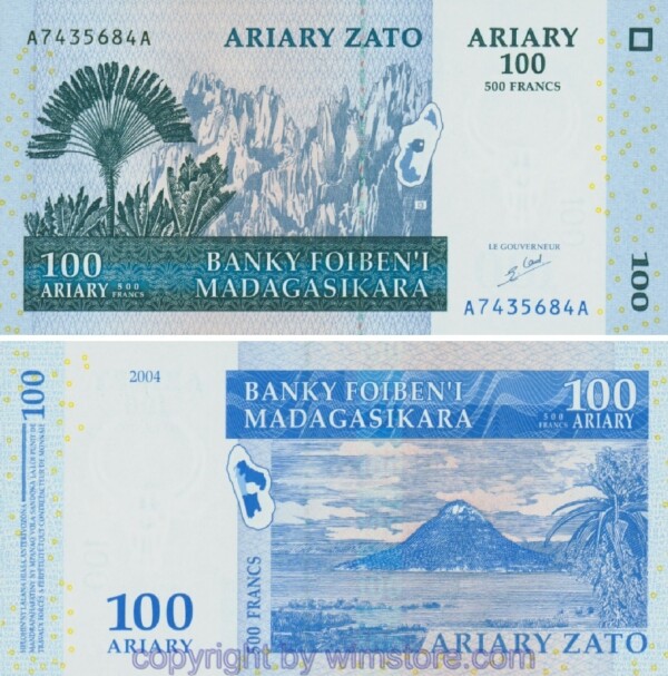 Madagaskar, P086a, 100 Ariary = 500 Francs 2004
