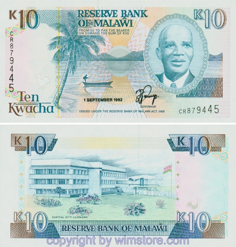 Malawi, P25b, 10 Kwacha 1.9.1992