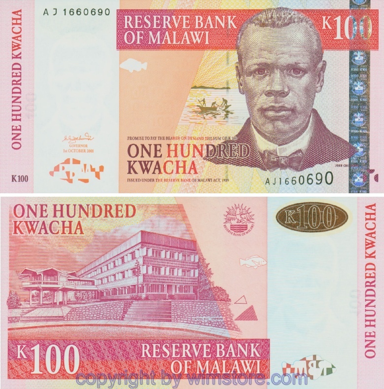 Malawi, P46a, 100 Kwacha 1.10.2001
