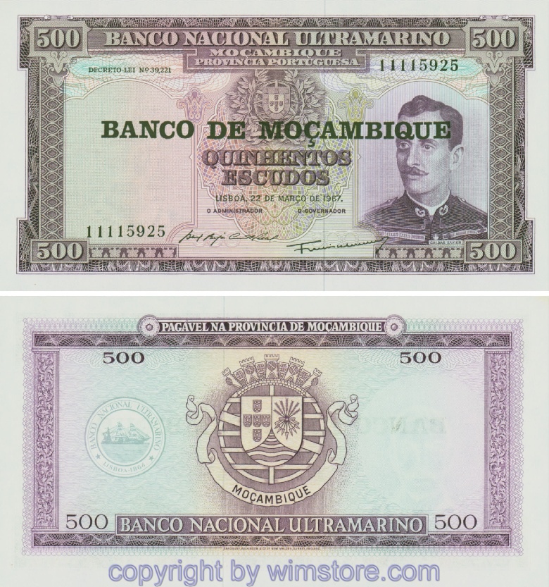 Mosambik, P118a, 500 Escudos 22.03.1967 (1976)
