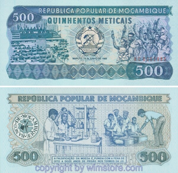 Mosambik, P131a, 500 Medicais 16.6.1983