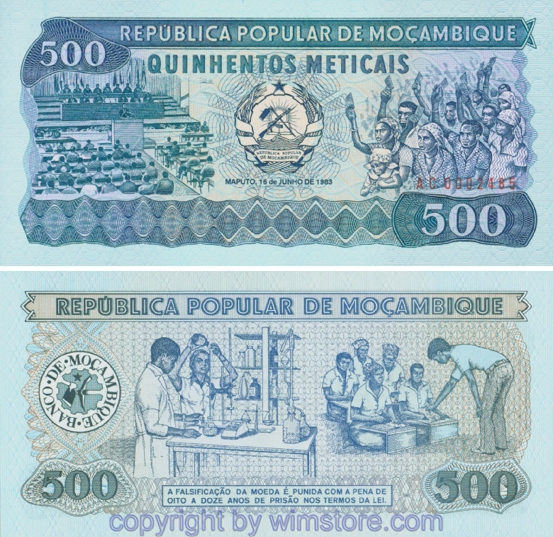 Mosambik, P131a, 500 Medicais 16.6.1983