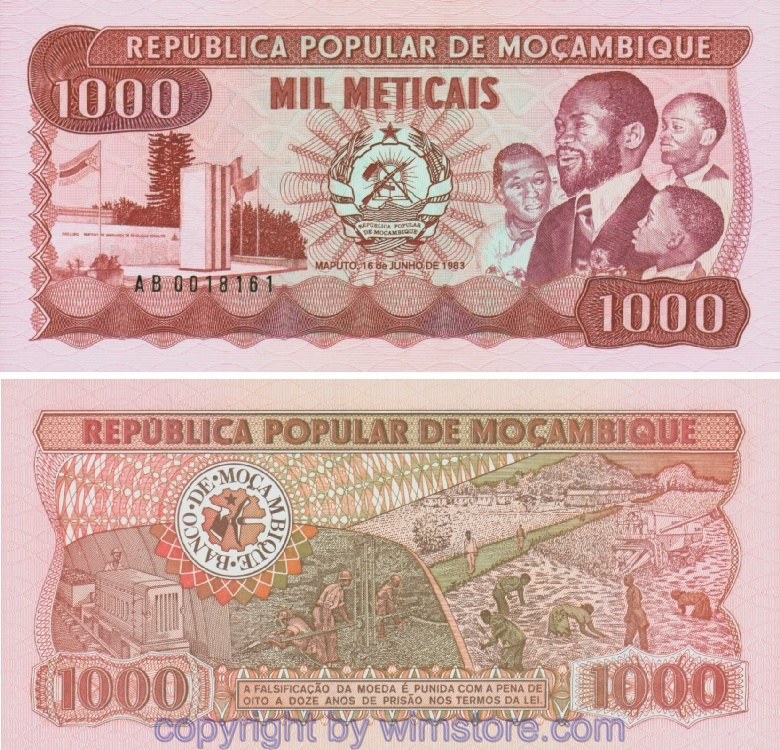 Mosambik, P132a, 1000 Medicais 16.6.1983