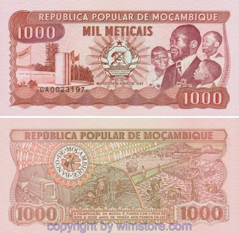 Mosambik, P132c, 1000 Medicais 16.6.1989