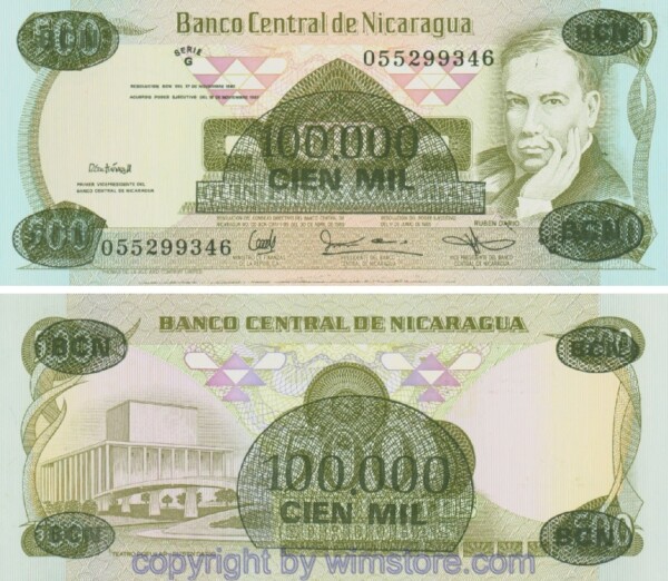 Nicaragua, P149, 100000 Cordobas 17.11.1987 (18.11.1987)