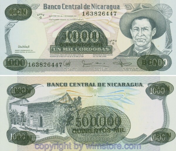 Nicaragua, P150, 500000 Cordobas 17.11.1987 (18.11.1987)