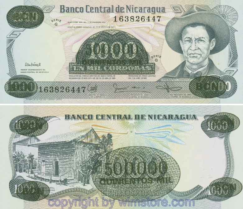 sg23074 Nicaragua, P150, 500000 Cordobas 17.11.1987 (18.11.1987)