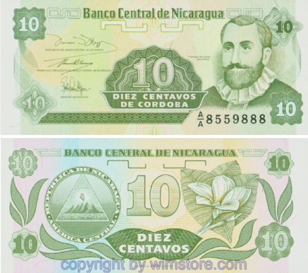 Nicaragua, P169a1, 10 Cordobas (1991)
