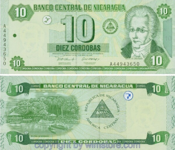 Nicaragua, P191, 10 Cordobas 10.4.2002