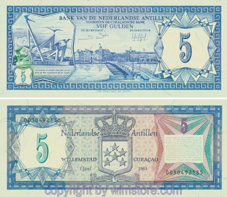 Niederländische Antillen, P15b, 5 Gulden 1.6.1984