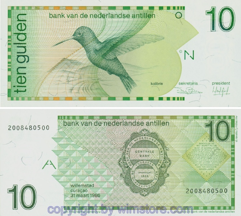 Niederländische Antillen, P23a, 10 Gulden 31.3.1986