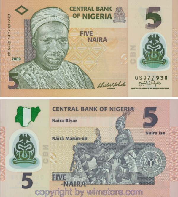 Nigeria, P38a, 5 Naira 2009