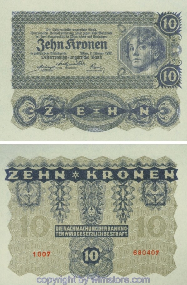 Österreich, 1. Republik, P075, 10 Kronen 1922