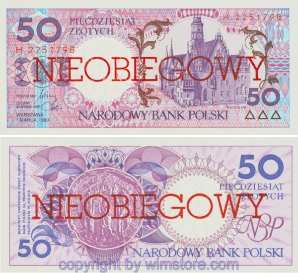 Polen, P169a, 50 Zlotych 1990, Nieobiegowy