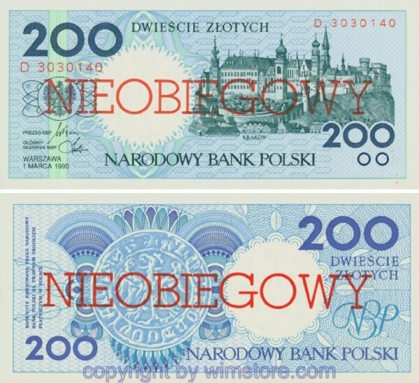 Polen, P171a, 200 Zlotych 1990, Nieobiegowy