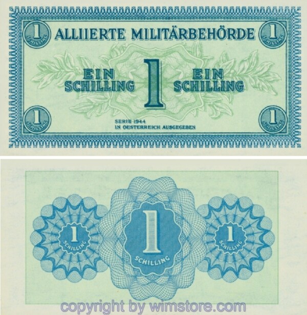 Alliierte Militärbehörde, P 103b, 1 Schilling 1944, Wz. Wellen