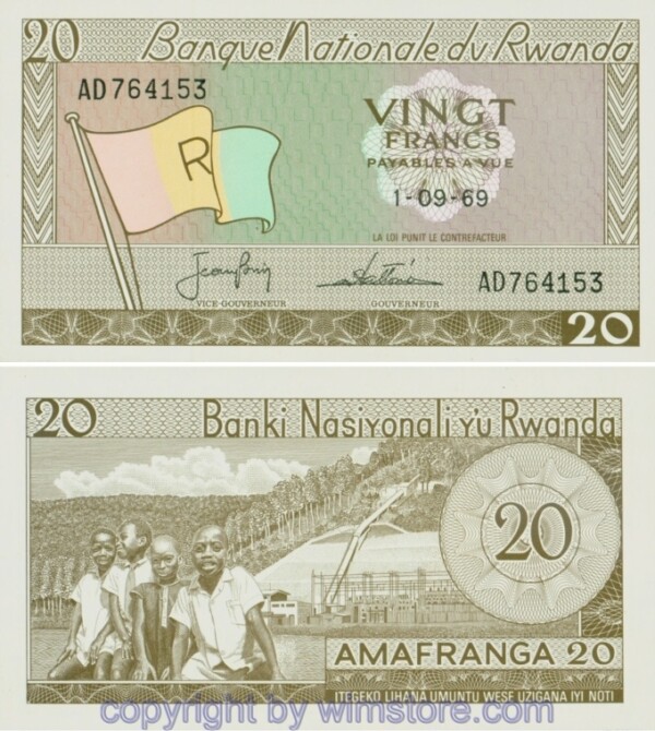 Rwanda, P 06a, 20 Francs (1964 - 1976)
