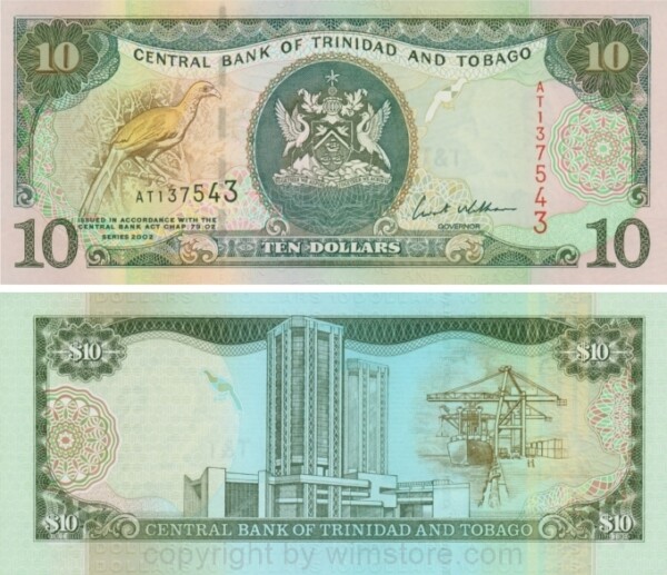 Trinidad & Tobago, P 43b, 10 Dollars 2002