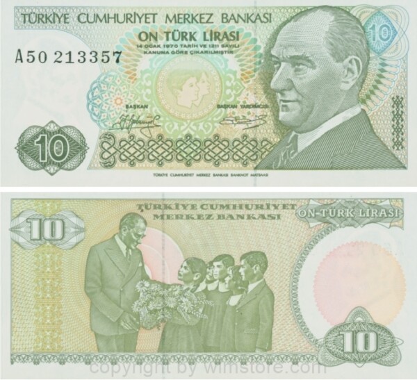 Türkei, P 192, 10 Lira, Law 1970, (1979)