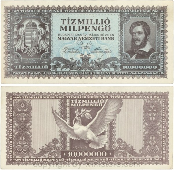 Ungarn, P 129, 10.000.000 Milpengö = 10.000.000.000.000 Pengö, 24.05.1946