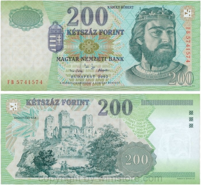 Ungarn, P 187b, 200 Forint 2002