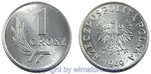 sm10016 Polen, 1 Grosz 1949, Y39, Aluminium, -st