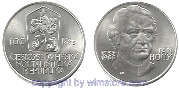 sm10035_2 Tschechoslowakei, 100 Korun 1985, Jan Holly, KM 116, Silber