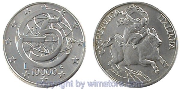 Italien, 10000 Lire 1995, Konferenz, KM 174, Silber