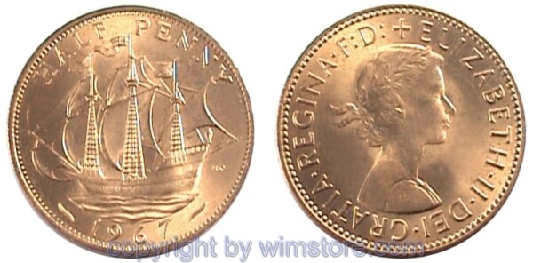 Großbritannien, 1/2 Penny 1954 - 1970, KM 896, Bronze
