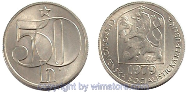 Tschechoslowakei, 50 Haleru 1977 - 1990, KM 89, Ku/Ni
