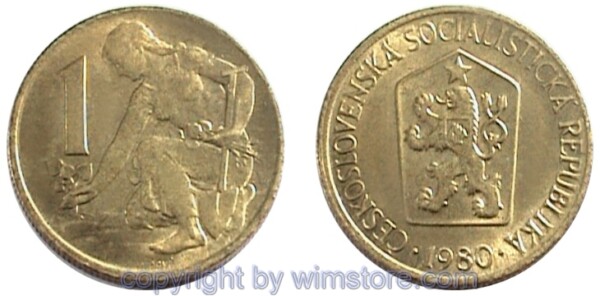 Tschechoslowakei, 1 Koruna 1961 - 1990, KM 50, Alu/Bro