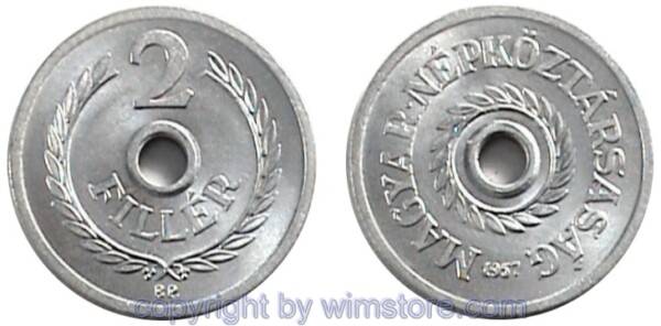 Ungarn, 2 Filler 1950 - 1989, KM 546, Aluminium
