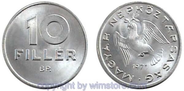 Ungarn, 10 Filler 1967 - 1989, KM 572, Aluminium