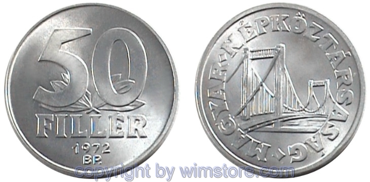 Ungarn, 50 Filler 1967 - 1989, KM 574, Aluminium